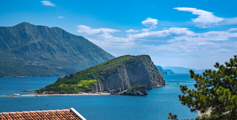 Sveti Nikola Island, view from Old Town of Budva, Montenegro