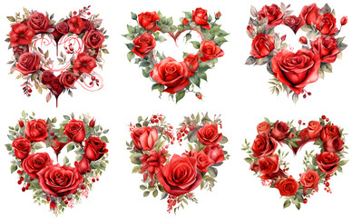 love wreath of red rose  illustration clipart. Generative AI.