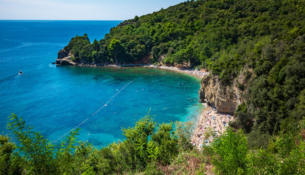 Mogren Beach view from above, Budva, Montenegro