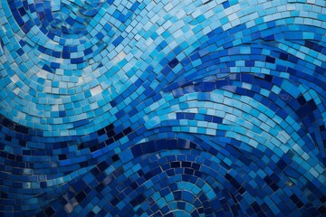 A vibrant mosaic of blue waves. Generative AI