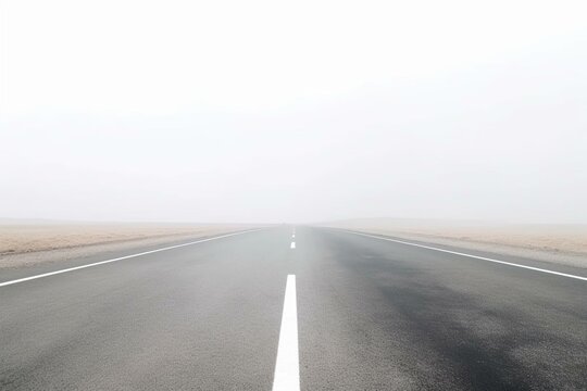 An empty road on a white background. Generative AI