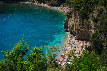 Mogren Beach view from above, Budva, Montenegro