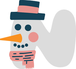 Snowman Alphabet Letter N