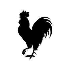 Rooster silhouette icon Vector illustration on white background.
