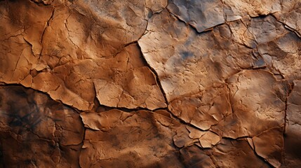 Fototapeta premium Amidst the ruggedness of a brown cave, nature reveals its artistry with a cracked surface of ground and rock, evoking a sense of untamed beauty and primal energy