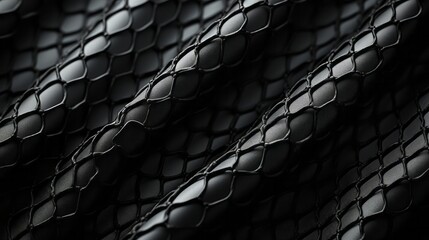 The intricate mesh of monochrome leather creates an abstract pattern that exudes a sense of edgy sophistication