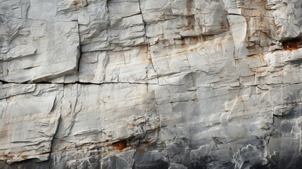 Fototapeta premium Nature's ancient artistry revealed in a rugged outcrop of limestone, adorned with intricate layers of sandstone and dike formations, nestled within the rugged embrace of a majestic mountain