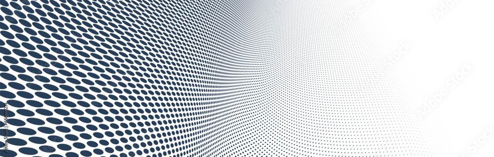 Aufkleber grey dots in 3d perspective vector abstract background, dotted pattern cool design, wave stream of s