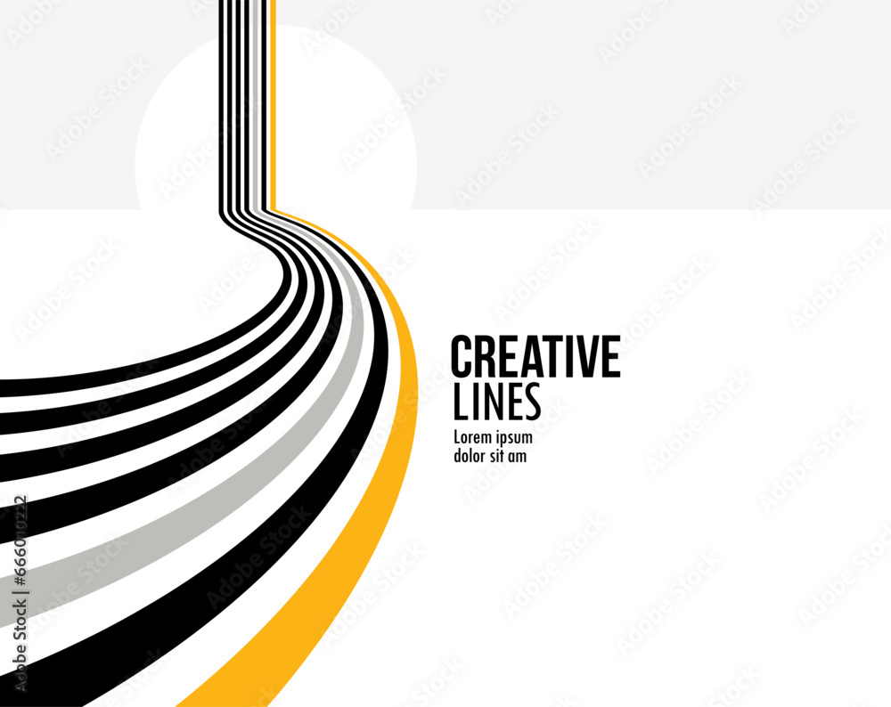 Poster linear composition vector road to horizon, abstract background with lines in 3d perspective, optical