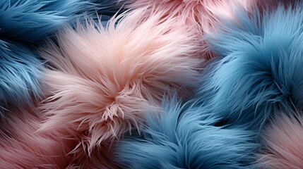 A whimsical creature of fur and feather emerges from a mound of pink and blue fluff, evoking a sense of playful enchantment