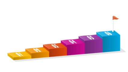 Bar chart rectangular 3d, Infographics elements diagram with 6 steps.