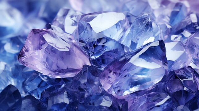 A mesmerizing array of vibrant violet and indigo crystals, gleaming with the mystical energy of quartz and amethyst