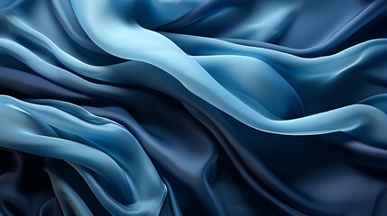 Mesmerizing waves of cerulean and cobalt intertwine in a mesmerizing abstract dance upon the intricate threads of a rich blue fabric, evoking a sense of tranquility and depth within beholder's soul