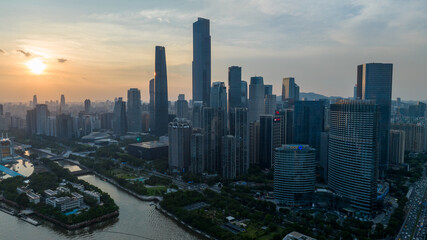 Fototapeta premium Guangzhou ,China - July 26,2023: Aerial view of landscape in Guangzhou city, China
