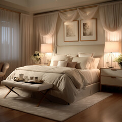 Fototapeta premium A cozy living room inviting lighting provides a perfect sanctuary for relaxation and togetherness
