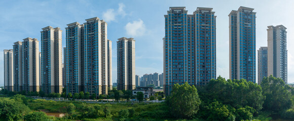 Naklejka premium Aerial view of urbanization in China