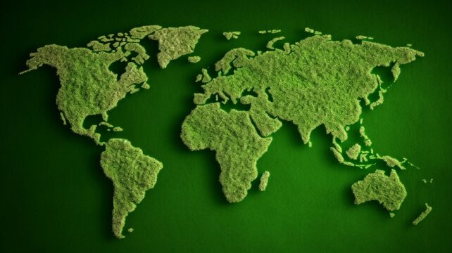 World map made with grass © alisaaa