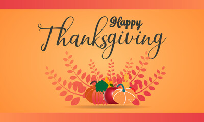 Fototapeta premium Thanksgiving Day Feast A Bountiful Harvest and Family Celebration with Turkey, Pumpkin Pie, and Grateful Hearts banner. Vector template for background, banner, card, poster design.