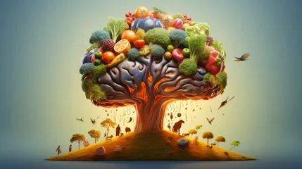 Fotobehang Nutritious food in shape of brain. Health brain concept © CraftyImago
