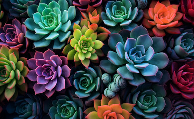 Colourful succulent plants background. 