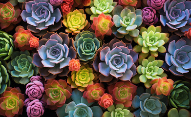 Colourful succulent plants background. 