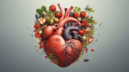 Healthy food for heart-healthy heart health concept