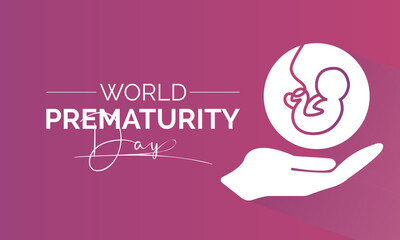 World Prematurity Day Vector Illustration with Tiny Newborn and Caring Hands. Vector template for background, banner, card, poster design.