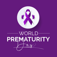 World Prematurity Day Vector Illustration with Tiny Newborn and Caring Hands. Vector template for background, banner, card, poster design.