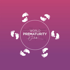 World Prematurity Day Vector Illustration with Tiny Newborn and Caring Hands. Vector template for background, banner, card, poster design.