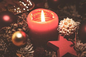Dekoration Advent mit Stern Kerze weihnachtlich