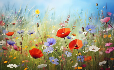 Colorful flower meadow in spring
