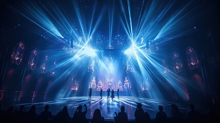 Fototapeta na wymiar Dancing people in front of the stage. 3D rendering.