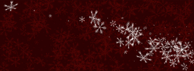 Gray Snowfall Vector Panoramic Red Background.