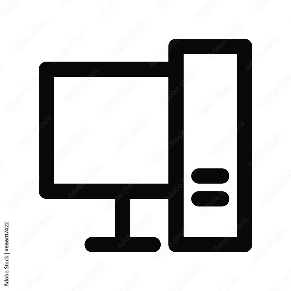 Poster computer icon vector. black and white computer icon. computer icon vector.