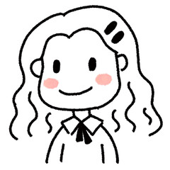 Cartoon drawing, character, cute, woman showing emotion, emoji