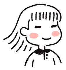 Cartoon drawing, character, cute, woman showing emotion, emoji