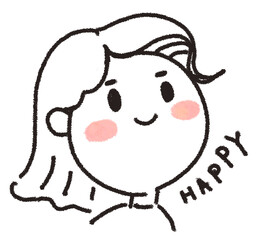 Cartoon drawing, character, cute, woman showing emotion, emoji