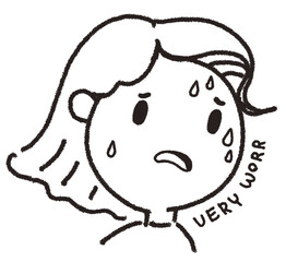 Cartoon drawing, character, cute, woman showing emotion, emoji