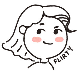 Cartoon drawing, character, cute, woman showing emotion, emoji