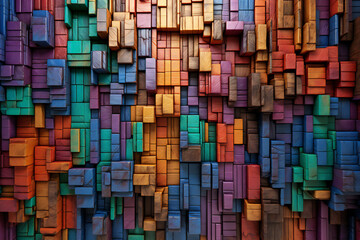 Colorful abstract background made of wooden cubes