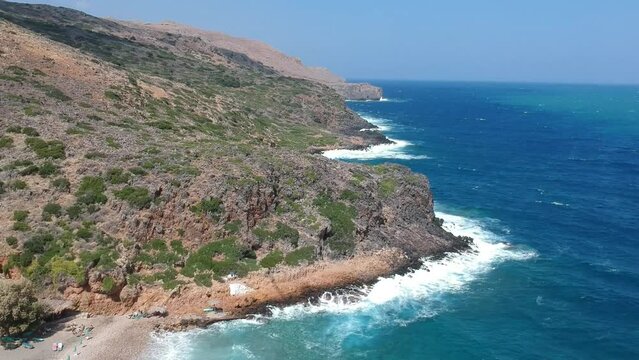 Reveal shot of cretan coastline (Greece)