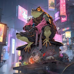 サイバーパンク風　カエル | Generative AI