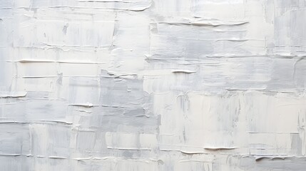 Close up of oil painting texture with brush strokes and palette knife strokes in white and grey colors