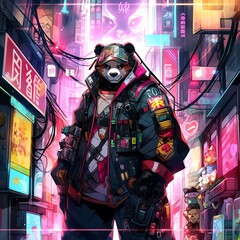 サイバーパンク風　パンダ | Generative AI