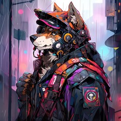 サイバーパンク風　犬 | Generative AI