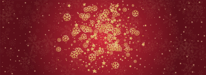 Gray Snowflake Vector Panoramic Red Background.