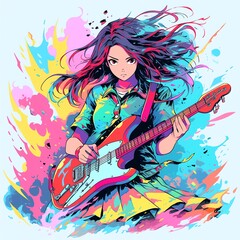 楽器を弾く女の子 | Generative AI