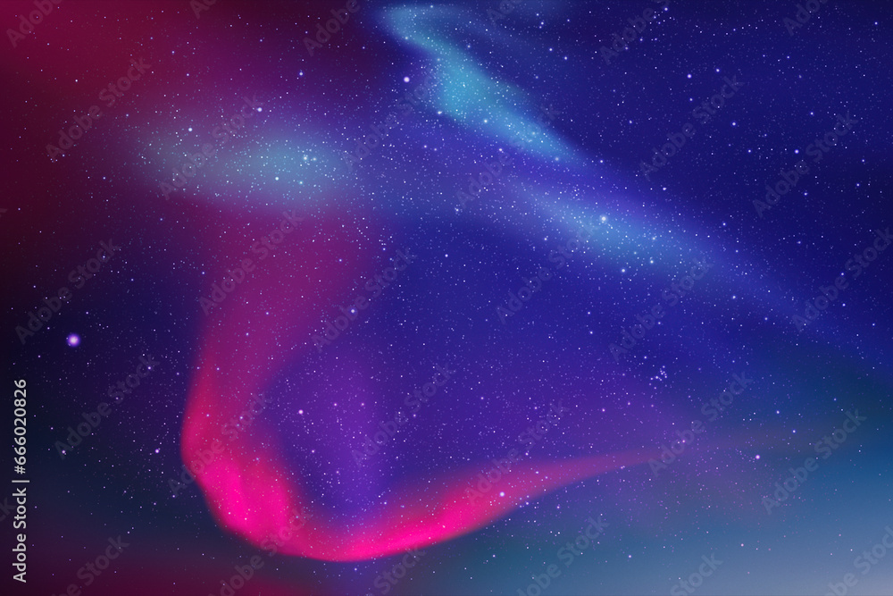 Sticker colorful polar lights. night starry sky. purple blue aurora borealis