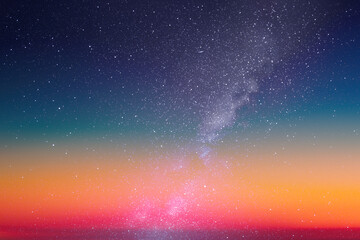 Milky Way and orange nebula. Night starry sky. Space vector background