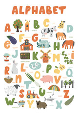 Farm animals Eanglish alphabet.